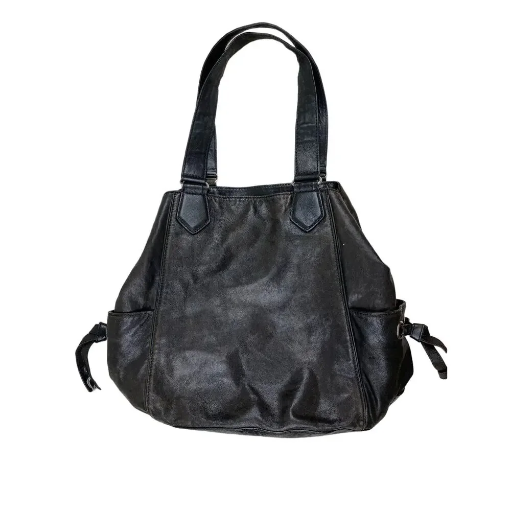 Cole Haan Black Soft Leather Hobo Handbag Purse‎ *